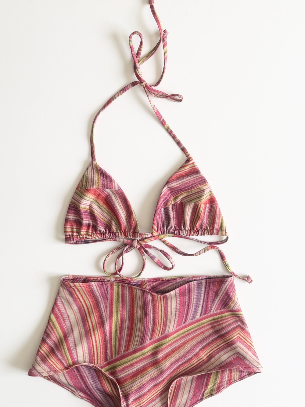Frankies Bikini x Hailee Steinfeld SMALL retro pink striped swimsuit bikini set - Picture 4 of 13